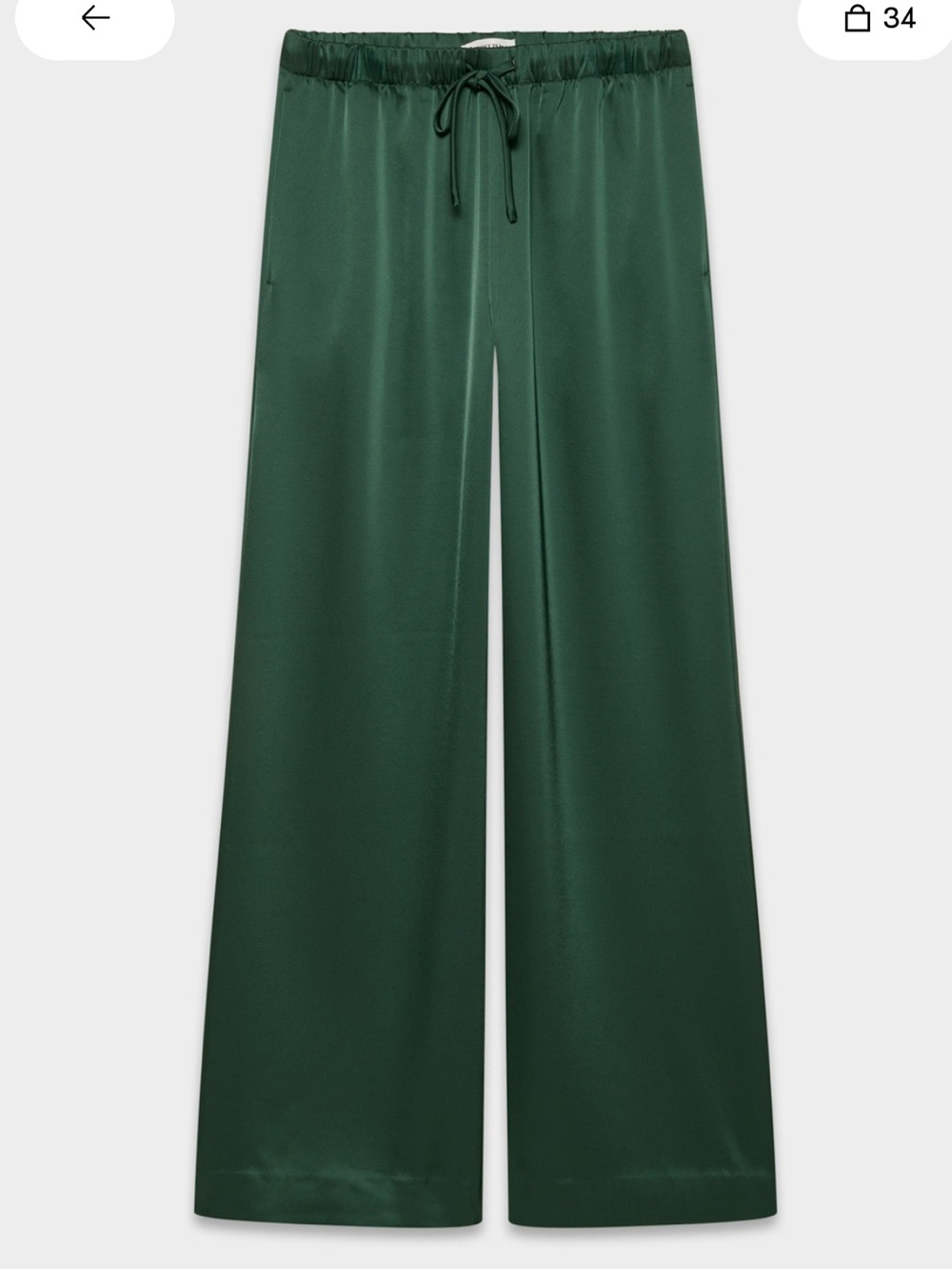 NWT Aritzia Black Wide-Leg Satin Lodge Pant Stonepine Green Size XSmall - Picture 2 of 7